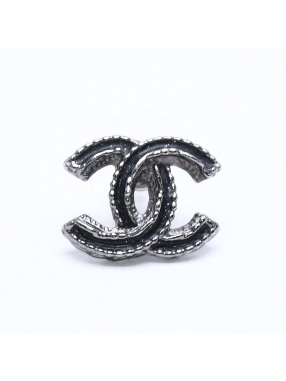 Chanel CC Logo Single Earrings 03 Metal Silver Black Clear